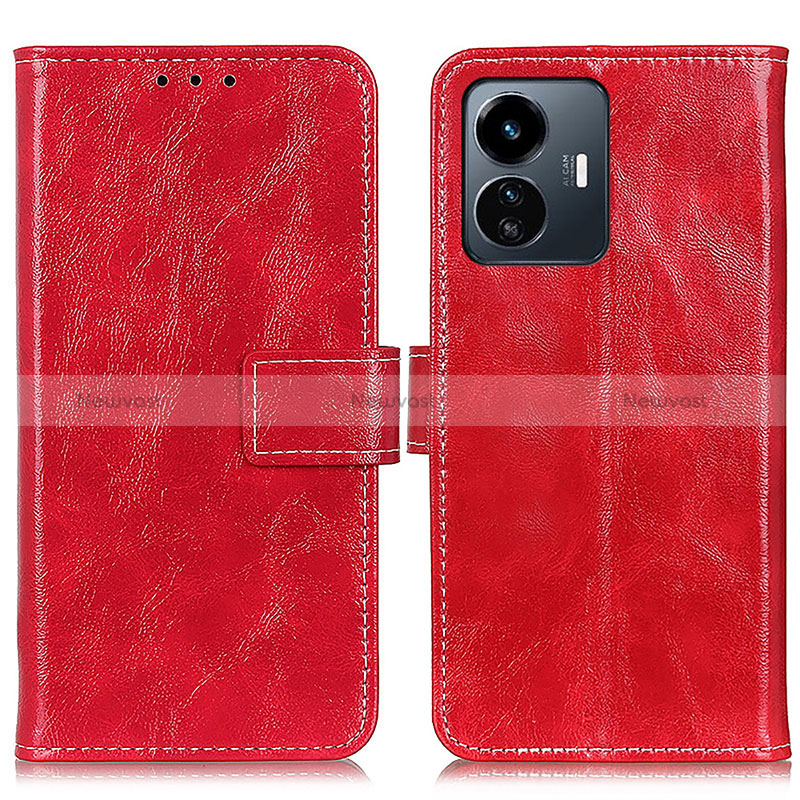 Leather Case Stands Flip Cover Holder K04Z for Vivo iQOO Z6 Lite 5G Red