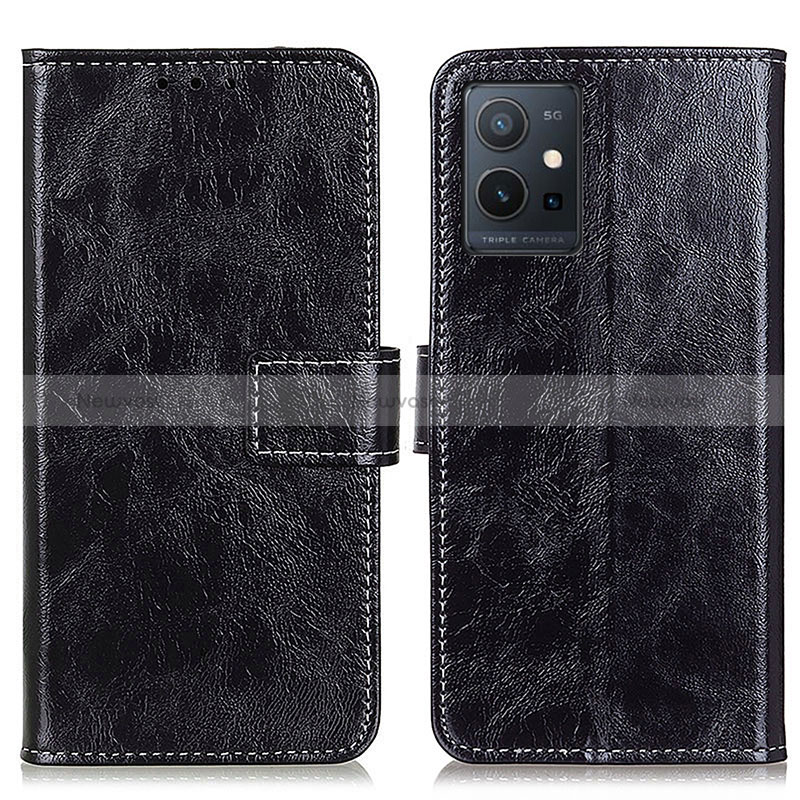 Leather Case Stands Flip Cover Holder K04Z for Vivo Y30 5G Black