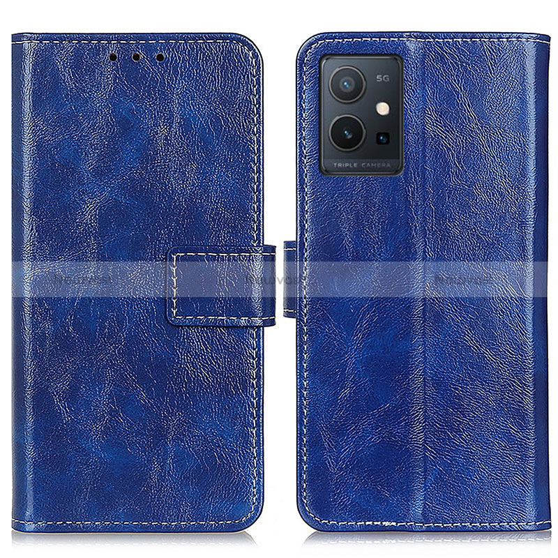 Leather Case Stands Flip Cover Holder K04Z for Vivo Y30 5G Blue