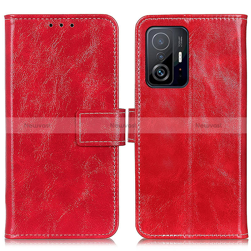 Leather Case Stands Flip Cover Holder K04Z for Xiaomi Mi 11T Pro 5G Red