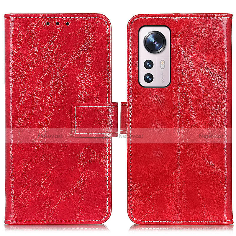 Leather Case Stands Flip Cover Holder K04Z for Xiaomi Mi 12 5G Red