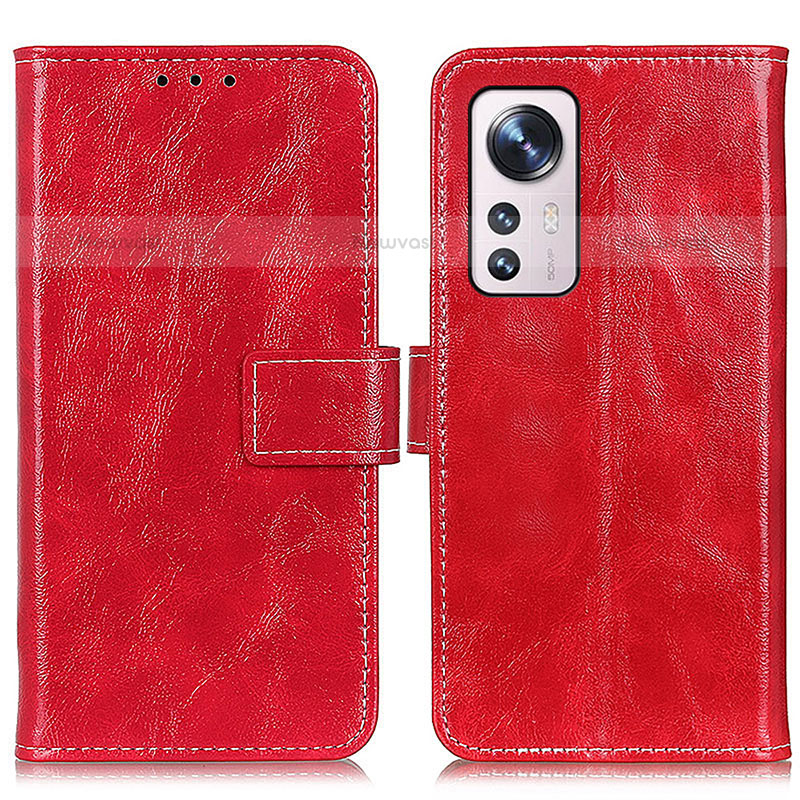 Leather Case Stands Flip Cover Holder K04Z for Xiaomi Mi 12 Pro 5G Red