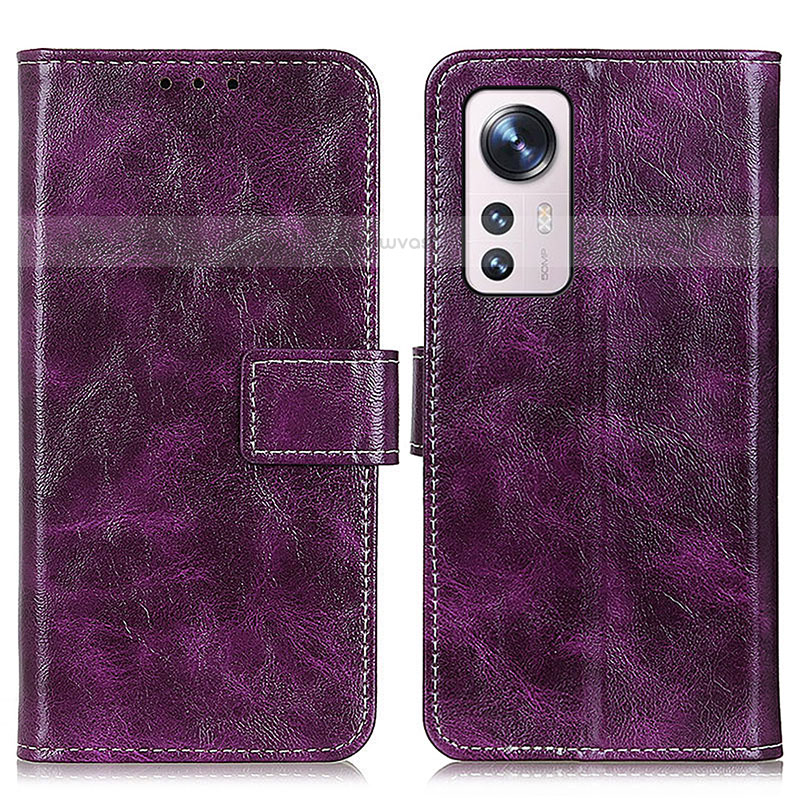 Leather Case Stands Flip Cover Holder K04Z for Xiaomi Mi 12X 5G Purple