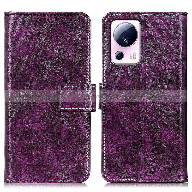 Leather Case Stands Flip Cover Holder K04Z for Xiaomi Mi 13 Lite 5G Purple