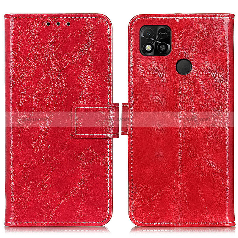 Leather Case Stands Flip Cover Holder K04Z for Xiaomi POCO C3 Red