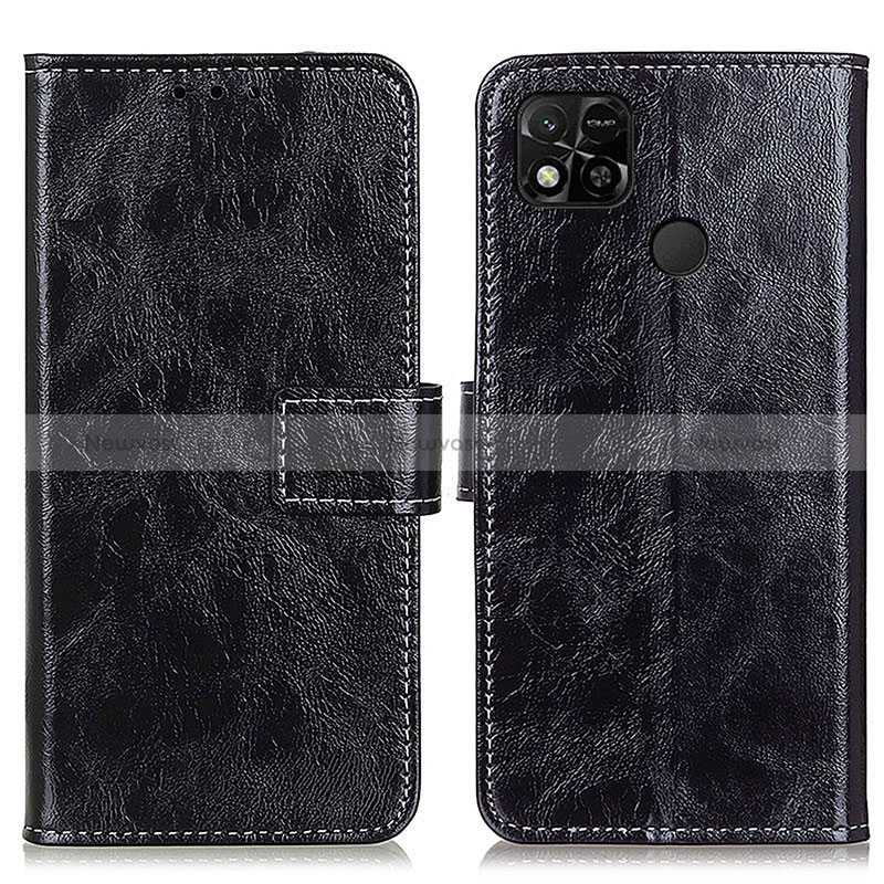 Leather Case Stands Flip Cover Holder K04Z for Xiaomi POCO C31 Black