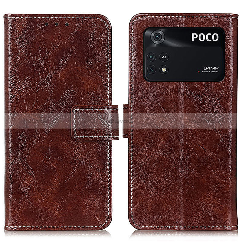 Leather Case Stands Flip Cover Holder K04Z for Xiaomi Poco M4 Pro 4G