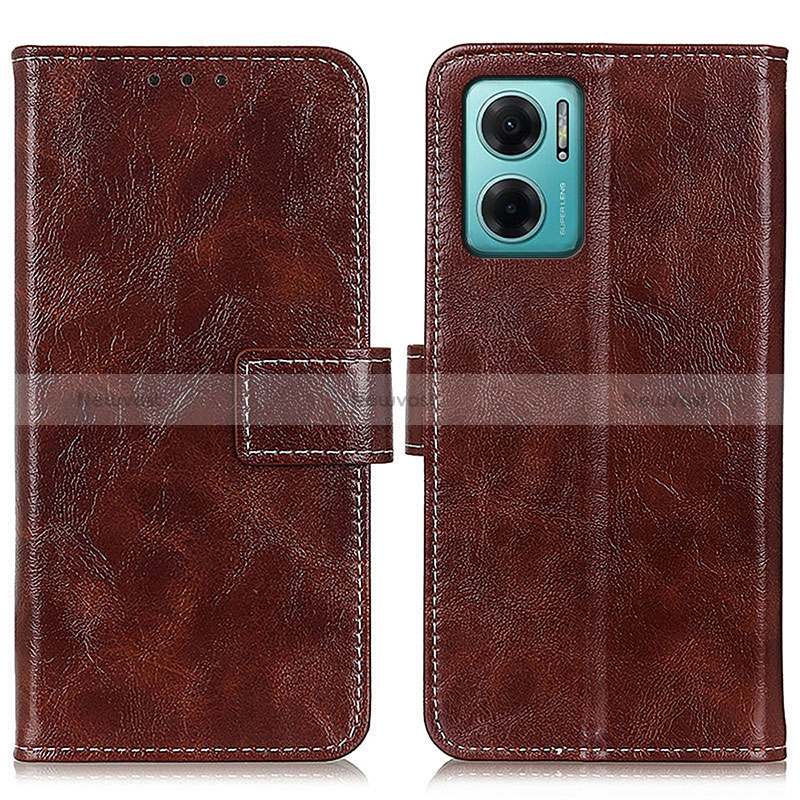 Leather Case Stands Flip Cover Holder K04Z for Xiaomi Redmi 10 Prime Plus 5G Brown