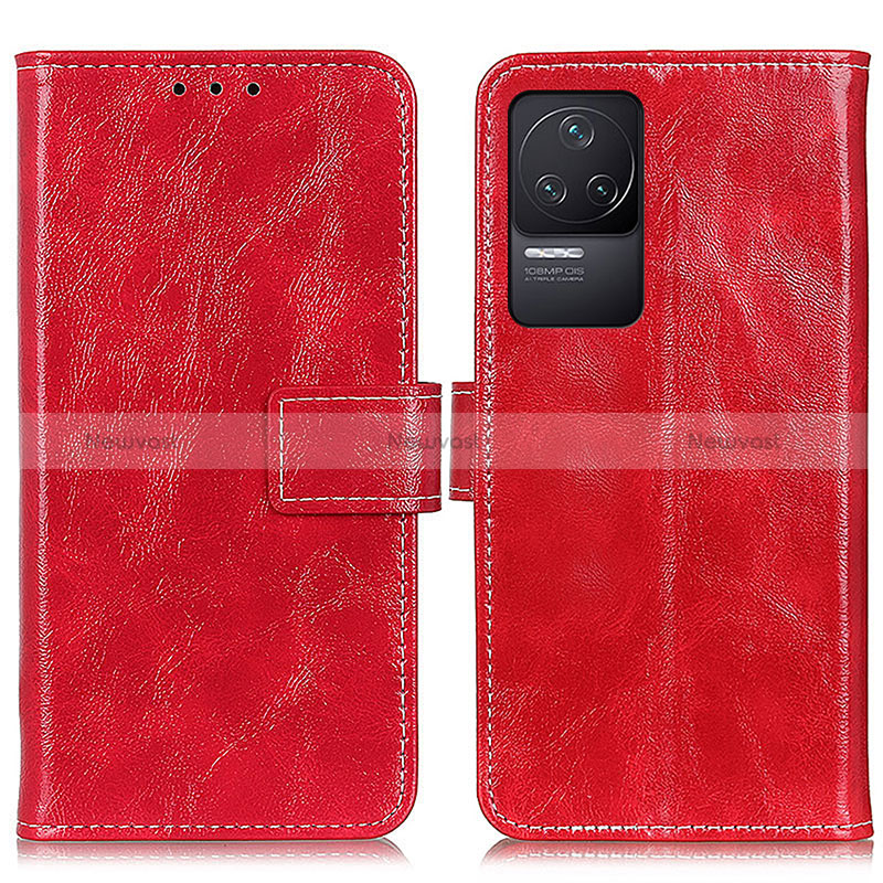 Leather Case Stands Flip Cover Holder K04Z for Xiaomi Redmi K50 5G Red