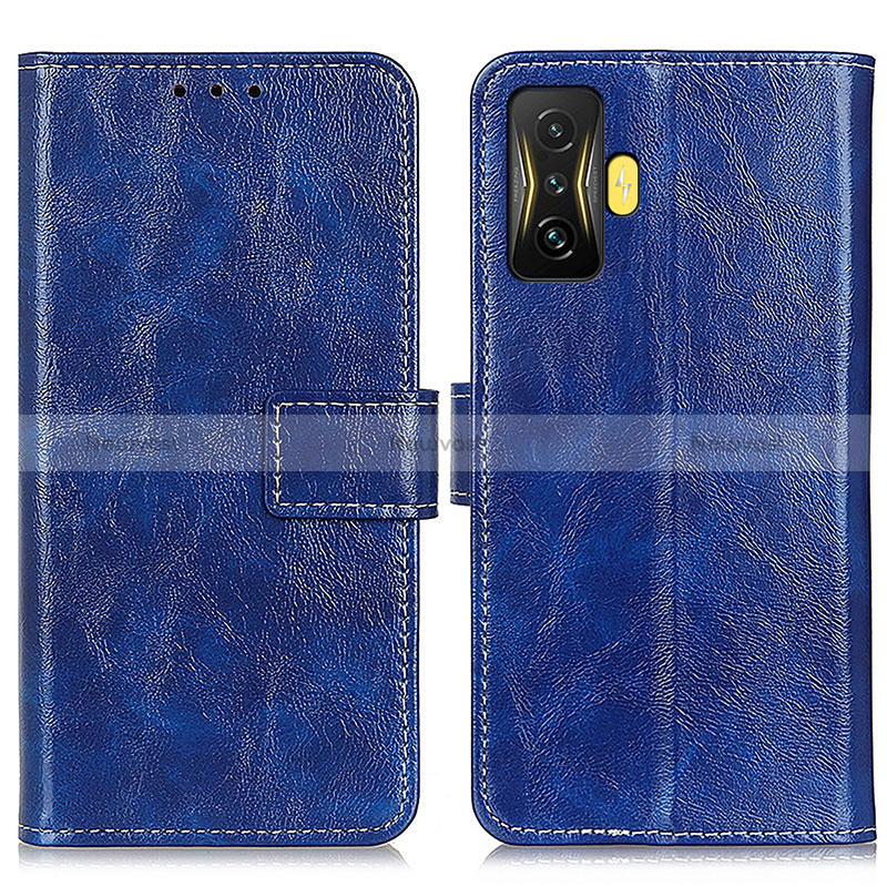 Leather Case Stands Flip Cover Holder K04Z for Xiaomi Redmi K50 Gaming AMG F1 5G Blue