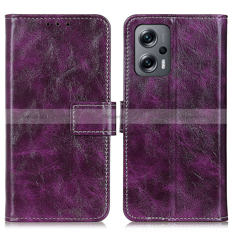 Leather Case Stands Flip Cover Holder K04Z for Xiaomi Redmi K50i 5G Purple