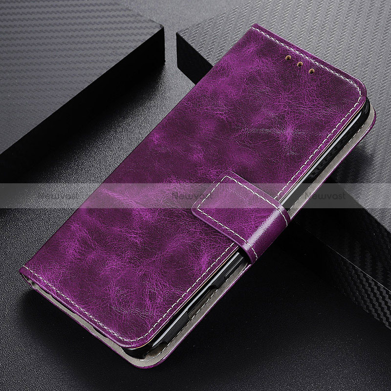 Leather Case Stands Flip Cover Holder K04Z for Xiaomi Redmi Note 10 JE 5G Purple