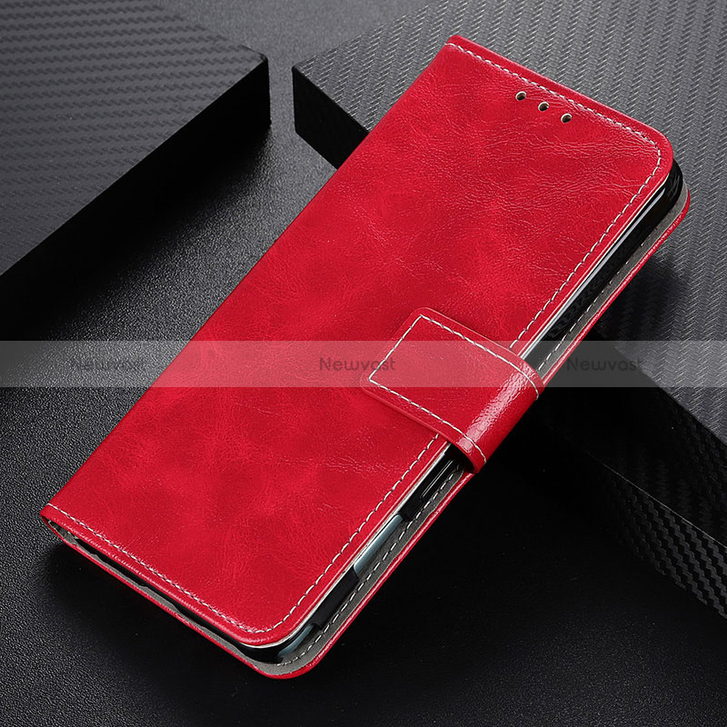 Leather Case Stands Flip Cover Holder K04Z for Xiaomi Redmi Note 10 JE 5G Red