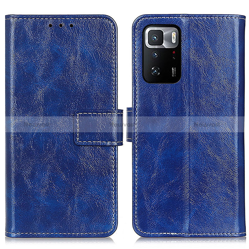 Leather Case Stands Flip Cover Holder K04Z for Xiaomi Redmi Note 10 Pro 5G Blue