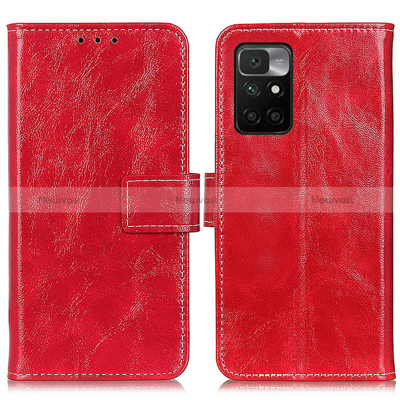 Leather Case Stands Flip Cover Holder K04Z for Xiaomi Redmi Note 11 4G (2021) Red
