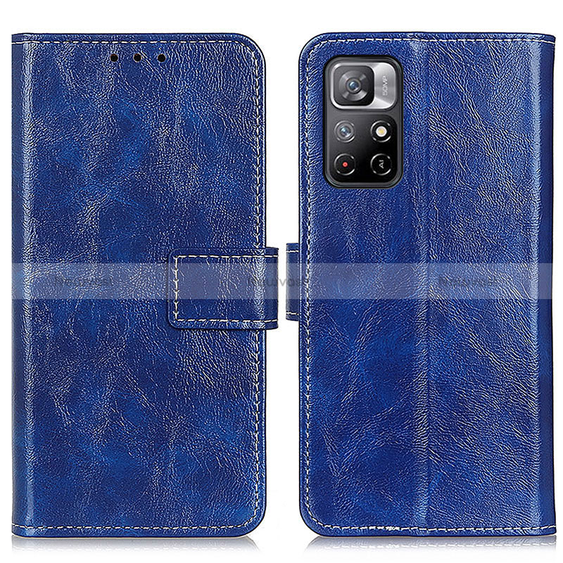 Leather Case Stands Flip Cover Holder K04Z for Xiaomi Redmi Note 11 5G Blue