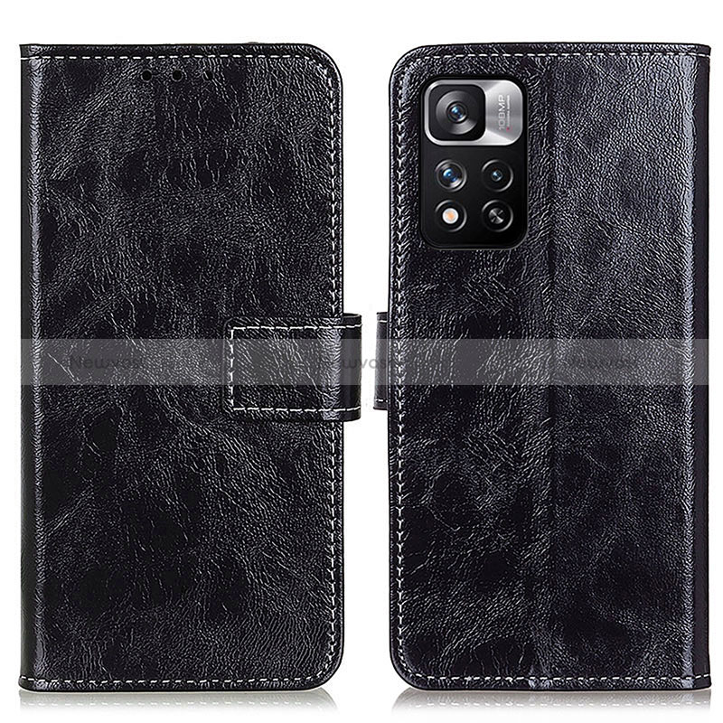 Leather Case Stands Flip Cover Holder K04Z for Xiaomi Redmi Note 11 Pro+ Plus 5G Black