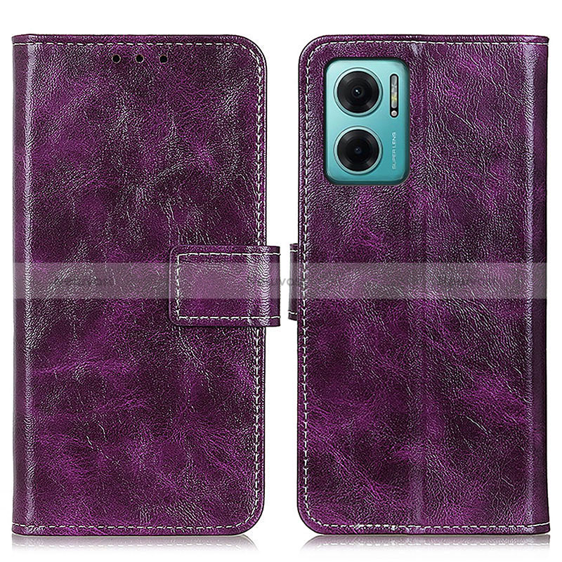 Leather Case Stands Flip Cover Holder K04Z for Xiaomi Redmi Note 11E 5G Purple
