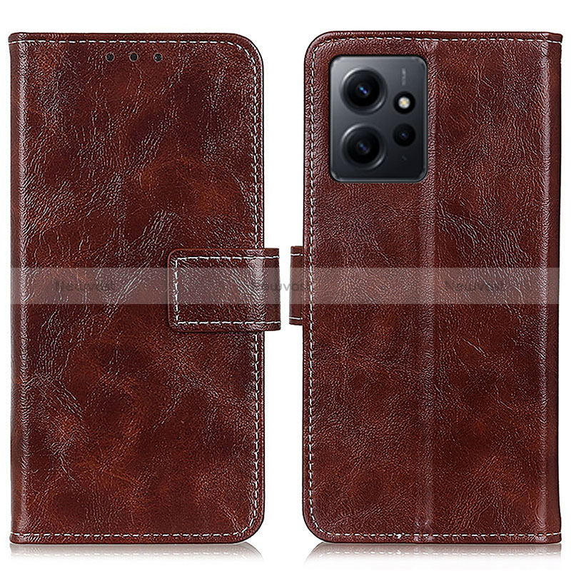 Leather Case Stands Flip Cover Holder K04Z for Xiaomi Redmi Note 12 4G Brown