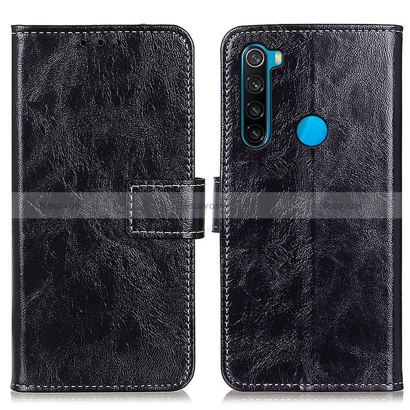 Leather Case Stands Flip Cover Holder K04Z for Xiaomi Redmi Note 8 (2021) Black