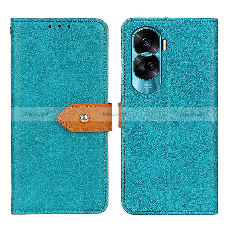 Leather Case Stands Flip Cover Holder K05Z for Huawei Honor 90 Lite 5G Green