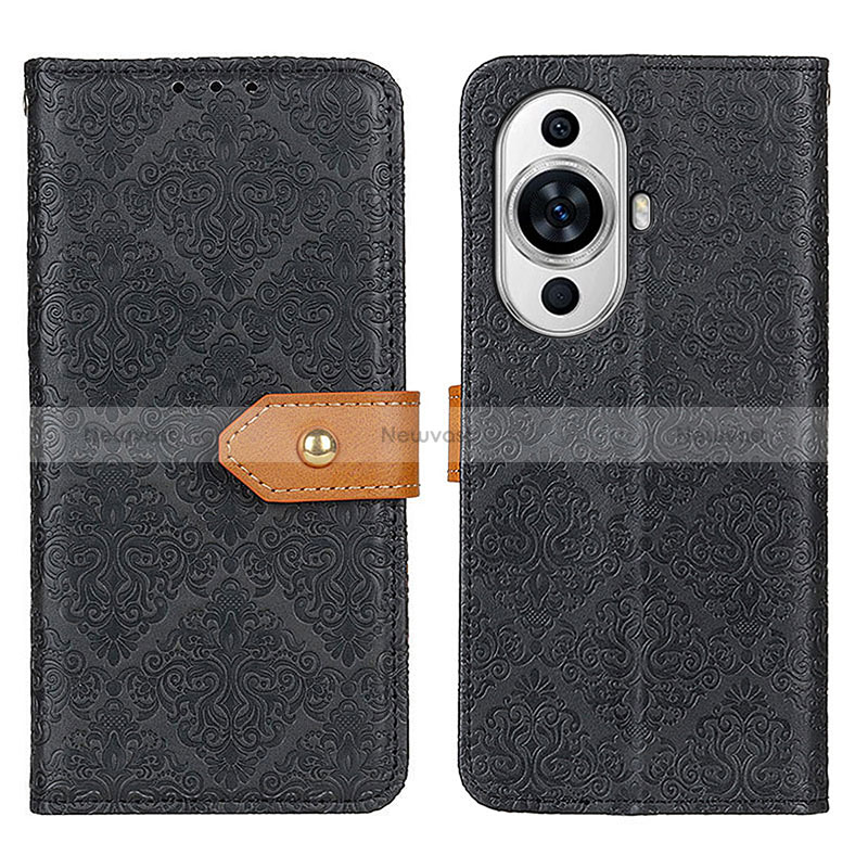 Leather Case Stands Flip Cover Holder K05Z for Huawei Nova 11 Black