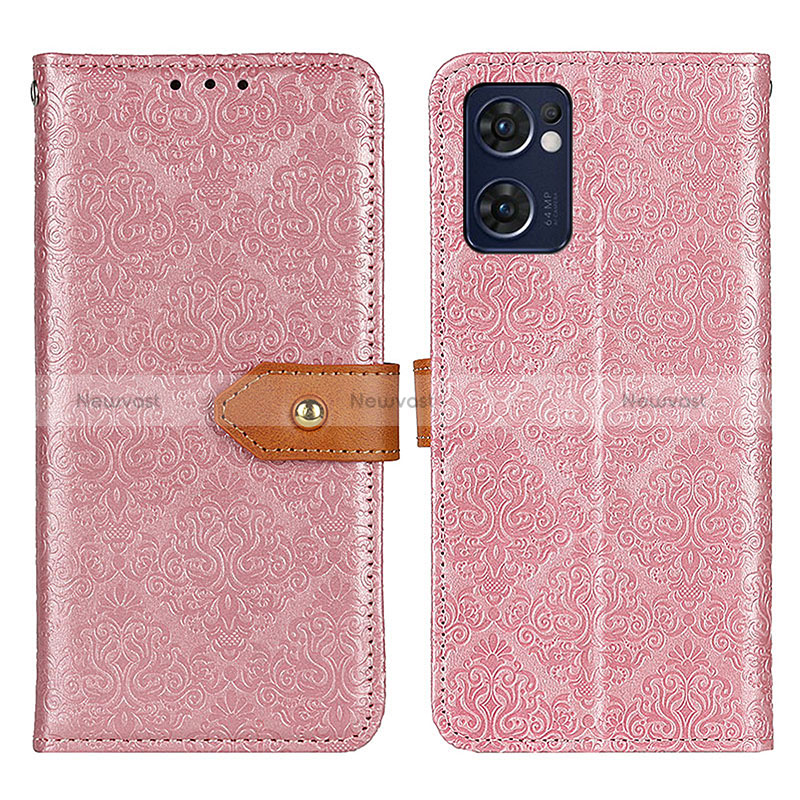 Leather Case Stands Flip Cover Holder K05Z for OnePlus Nord CE 2 5G Pink