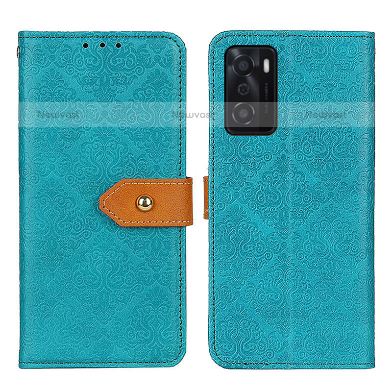 Leather Case Stands Flip Cover Holder K05Z for Oppo A55S 5G Green