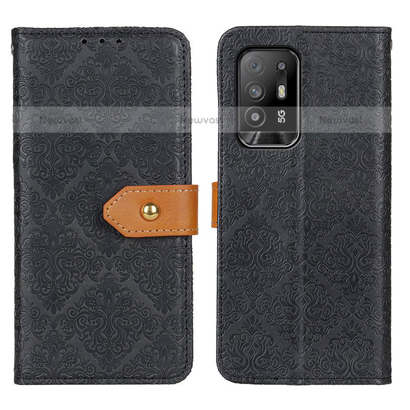 Leather Case Stands Flip Cover Holder K05Z for Oppo A95 5G Black