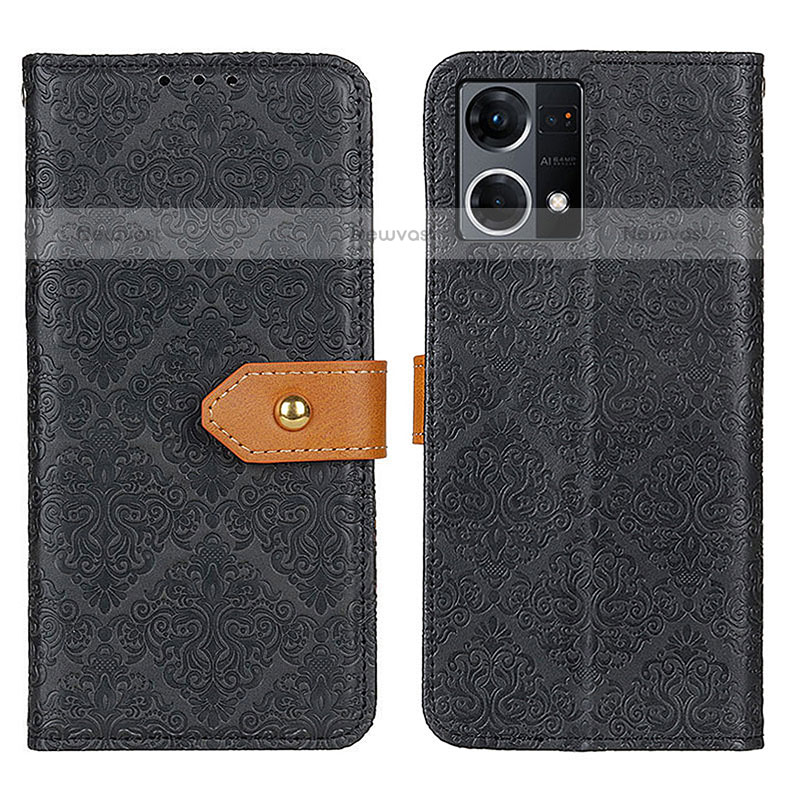 Leather Case Stands Flip Cover Holder K05Z for Oppo F21s Pro 4G Black