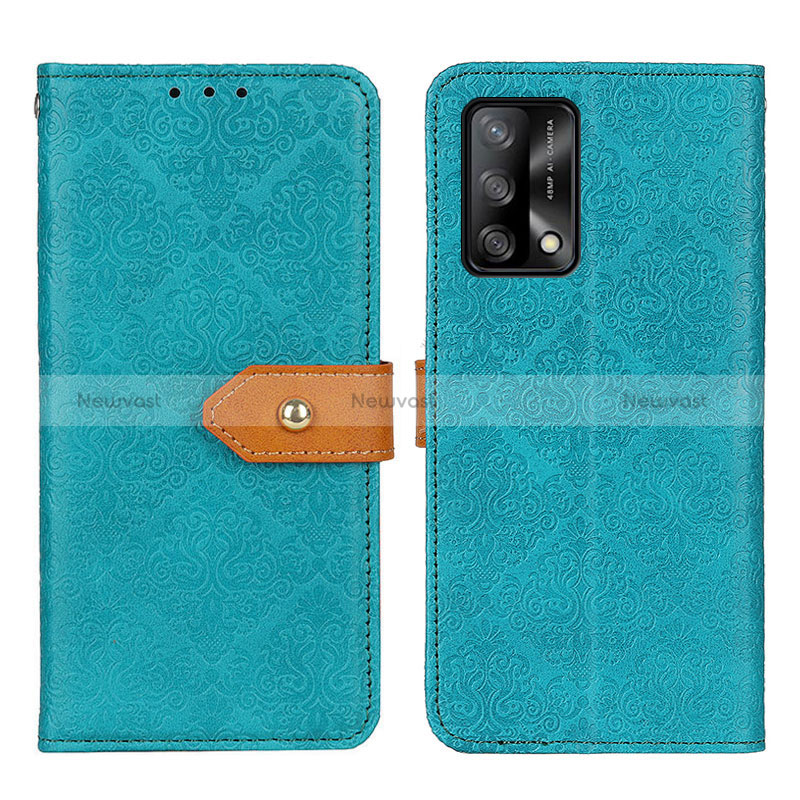 Leather Case Stands Flip Cover Holder K05Z for Oppo Reno6 Lite Green