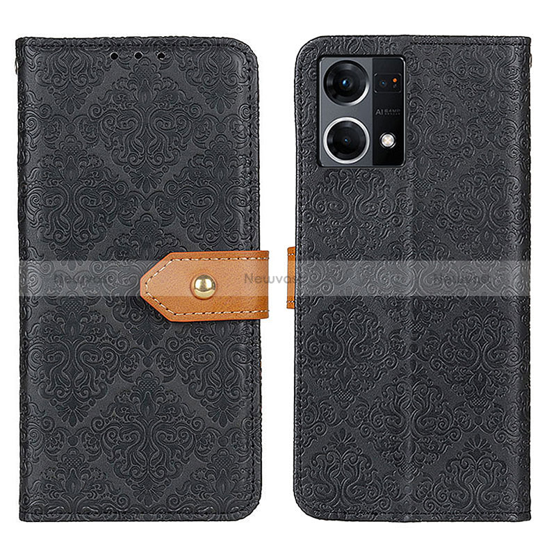 Leather Case Stands Flip Cover Holder K05Z for Oppo Reno8 4G Black