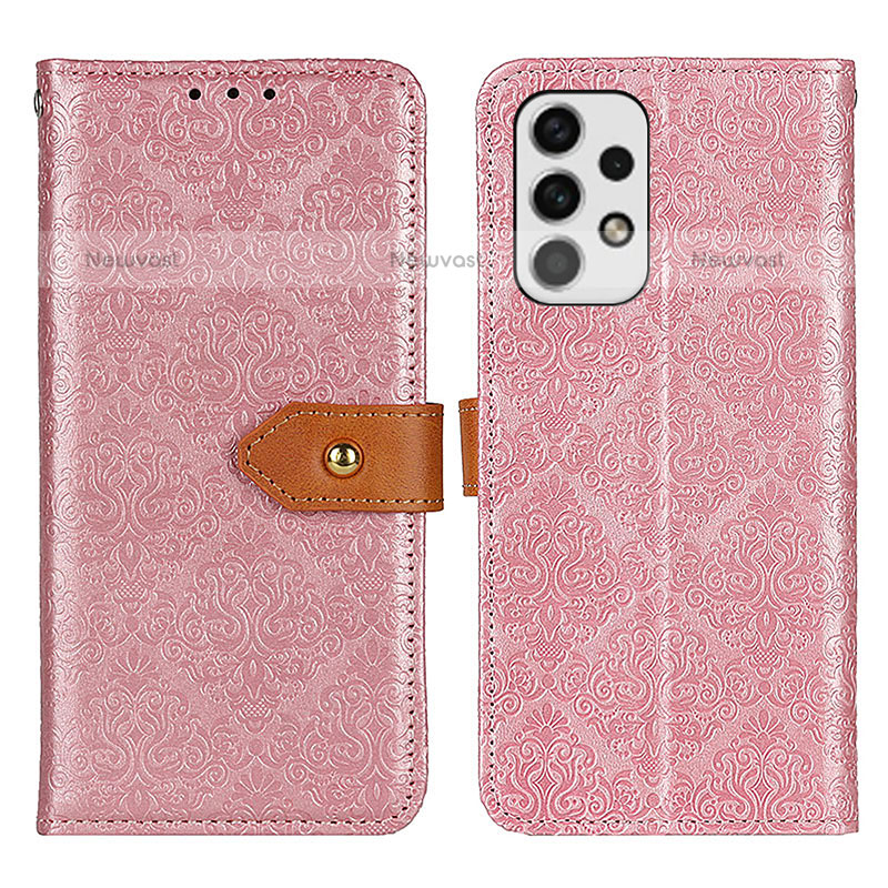 Leather Case Stands Flip Cover Holder K05Z for Samsung Galaxy A23 5G Pink