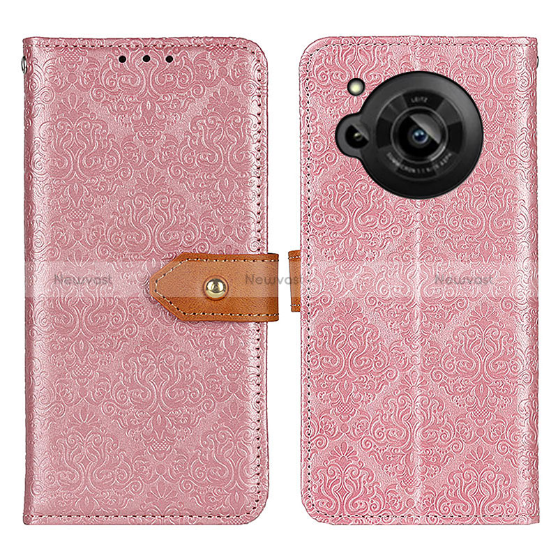 Leather Case Stands Flip Cover Holder K05Z for Sharp Aquos R7s Pink