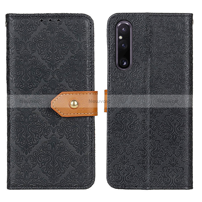 Leather Case Stands Flip Cover Holder K05Z for Sony Xperia 1 V Black