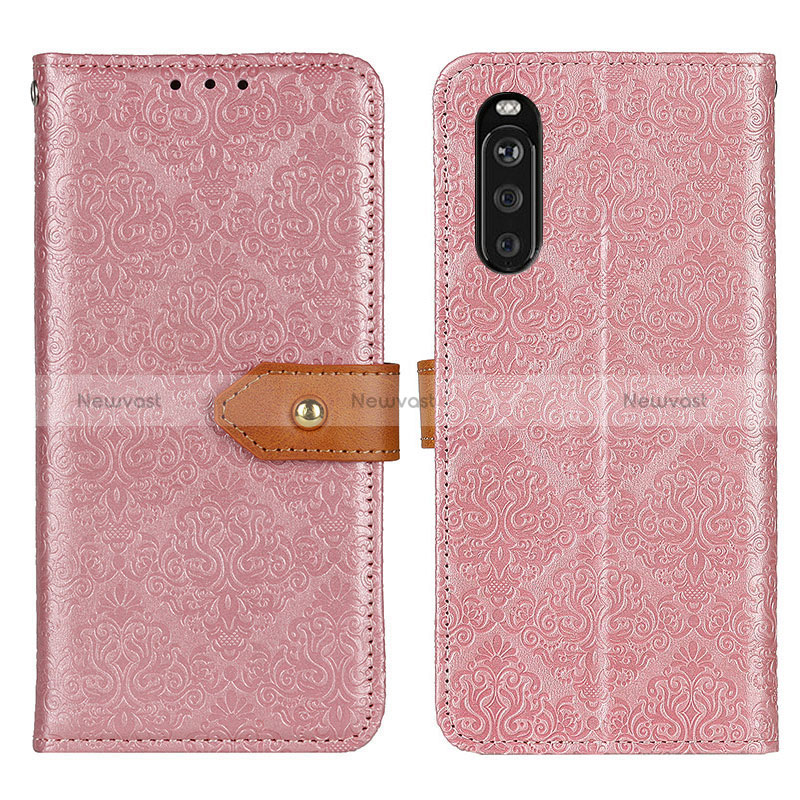 Leather Case Stands Flip Cover Holder K05Z for Sony Xperia 10 III SO-52B Pink