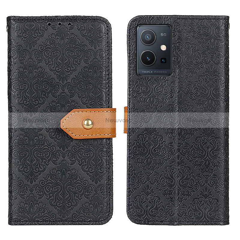 Leather Case Stands Flip Cover Holder K05Z for Vivo Y75 5G Black