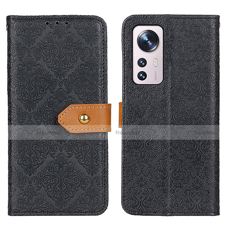 Leather Case Stands Flip Cover Holder K05Z for Xiaomi Mi 12 5G Black