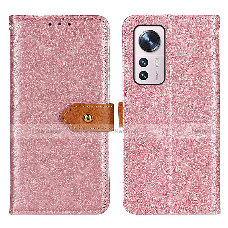 Leather Case Stands Flip Cover Holder K05Z for Xiaomi Mi 12 5G Pink