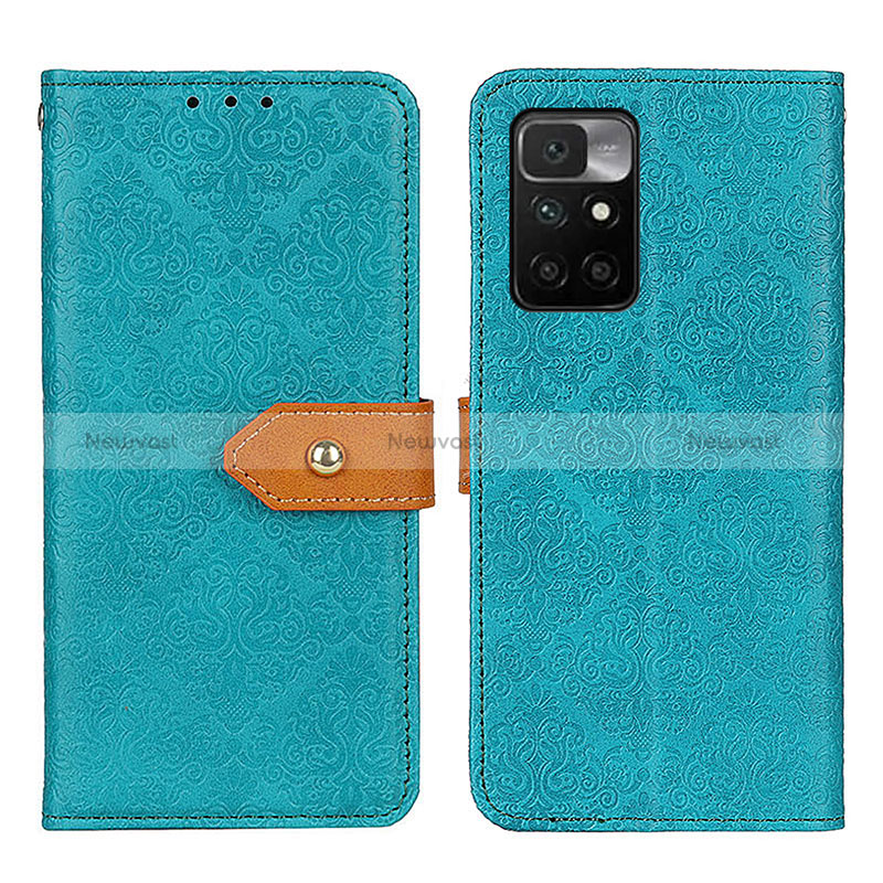 Leather Case Stands Flip Cover Holder K05Z for Xiaomi Redmi 10 (2022) Green