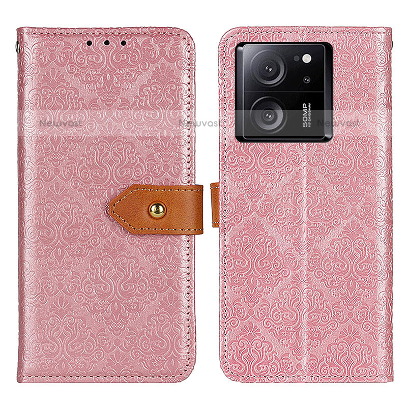 Leather Case Stands Flip Cover Holder K05Z for Xiaomi Redmi K60 Ultra 5G Pink