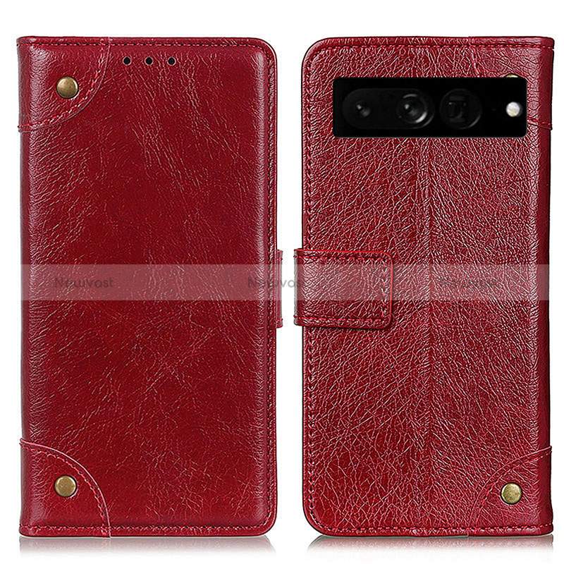 Leather Case Stands Flip Cover Holder K06Z for Google Pixel 7 Pro 5G Red