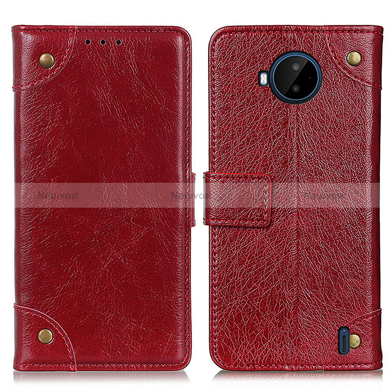 Leather Case Stands Flip Cover Holder K06Z for Nokia C20 Plus Red