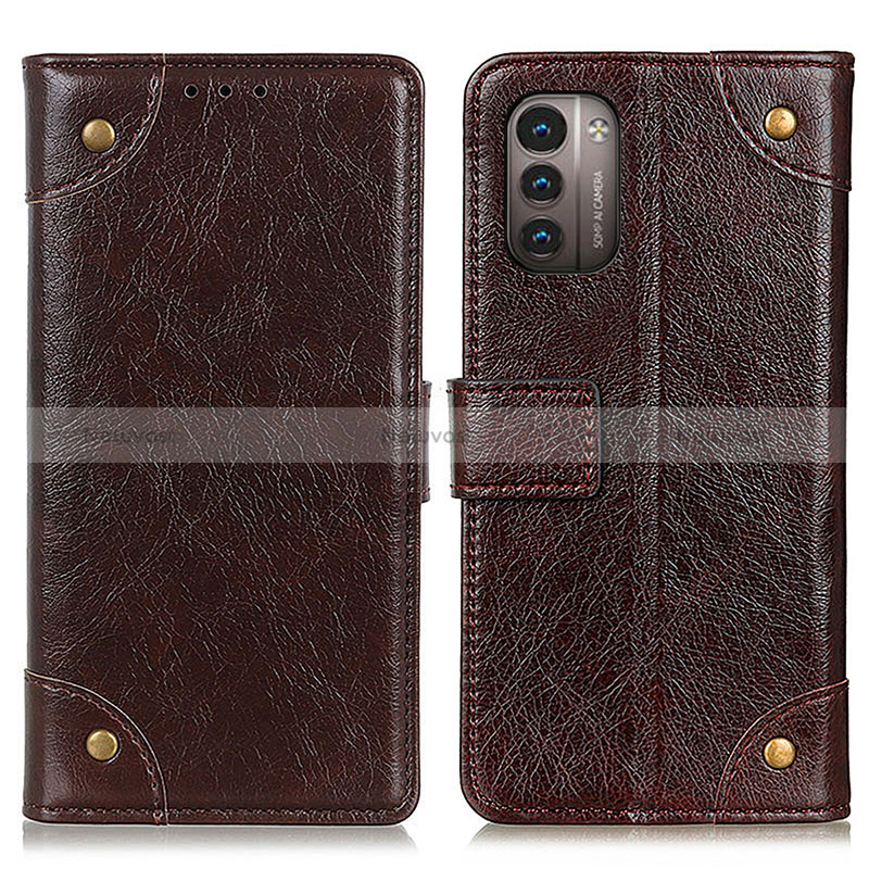 Leather Case Stands Flip Cover Holder K06Z for Nokia G11 Brown