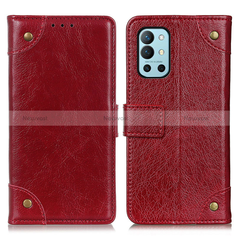 Leather Case Stands Flip Cover Holder K06Z for OnePlus 9R 5G Red