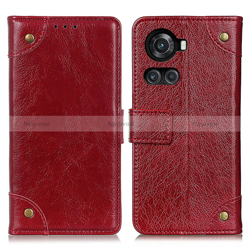 Leather Case Stands Flip Cover Holder K06Z for OnePlus Ace 5G Red