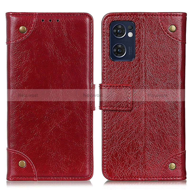 Leather Case Stands Flip Cover Holder K06Z for OnePlus Nord CE 2 5G Red