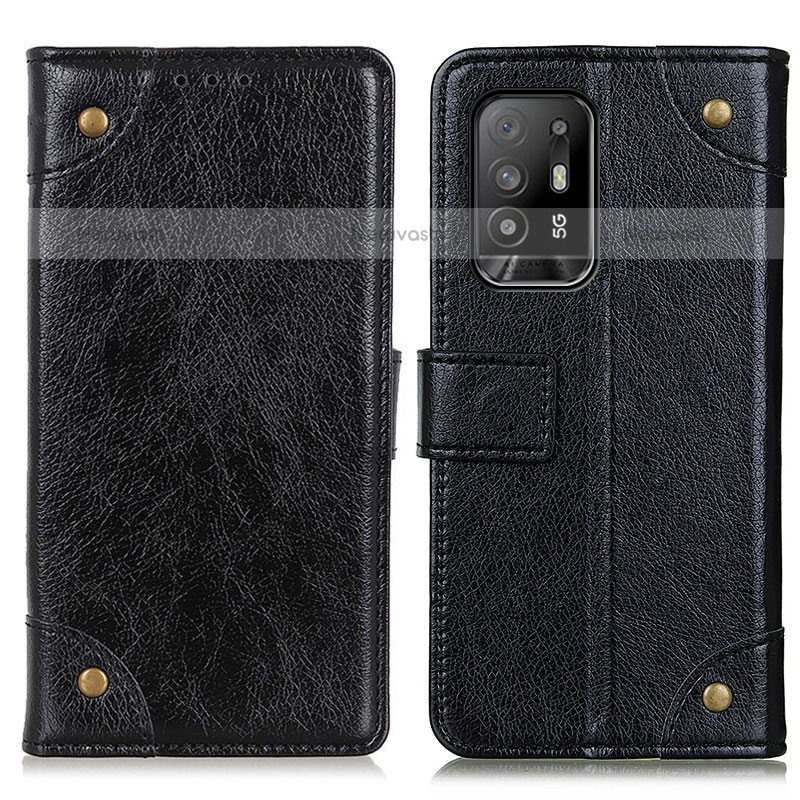 Leather Case Stands Flip Cover Holder K06Z for Oppo A94 5G Black