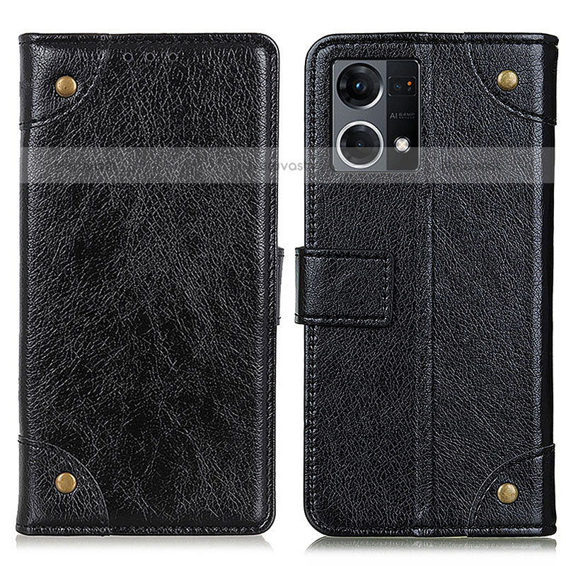 Leather Case Stands Flip Cover Holder K06Z for Oppo F21 Pro 4G Black