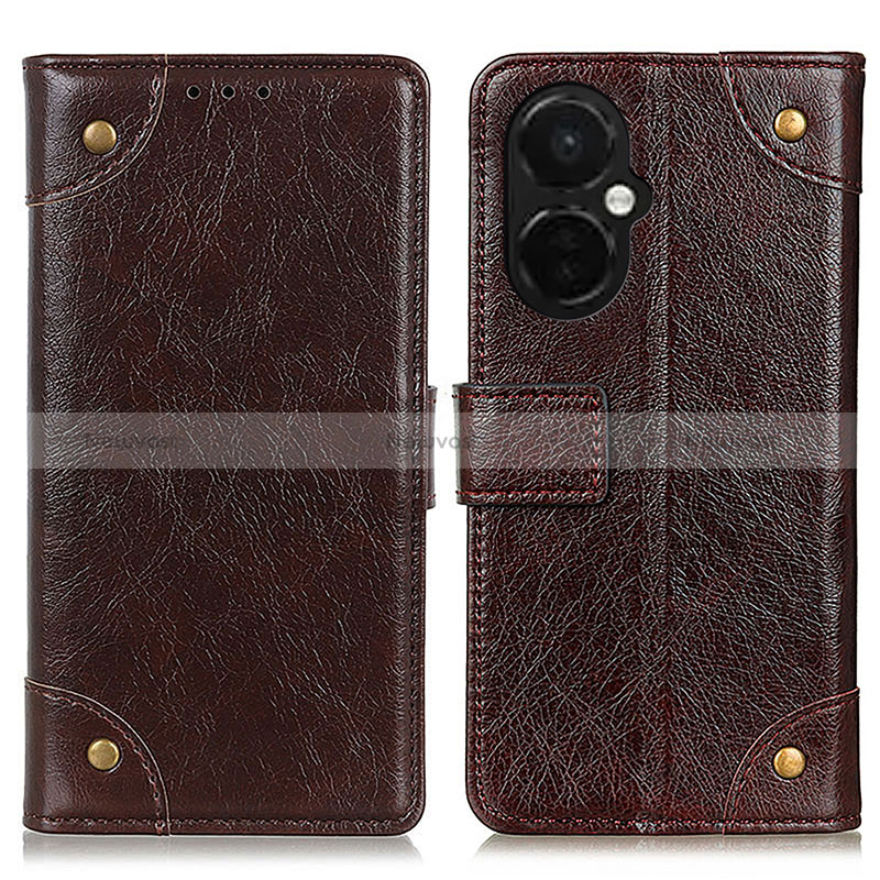 Leather Case Stands Flip Cover Holder K06Z for Oppo K11x 5G Brown